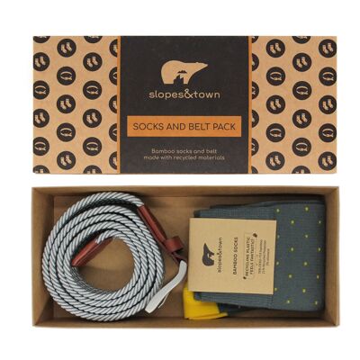 PACK CEINTURE ET CHAUSSETTES CEINTURE GRIS RECYCLÉE ET CHAUSSETTES EN BAMBOU