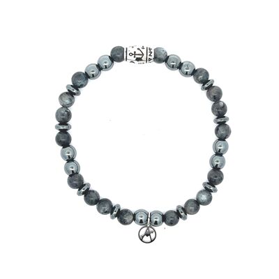 BRACCIALE UOMO CON PERLINE PIETRA - KM2131388B9