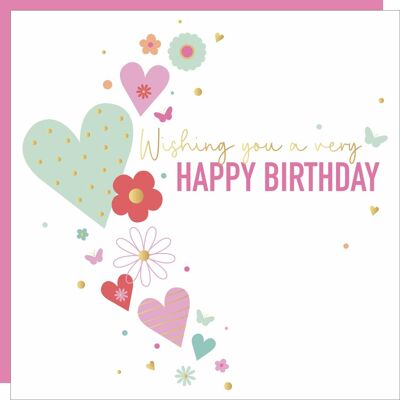 Pretty Hearts Birthday Card