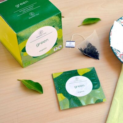 GREEN organic tea I Tea pyramid in sachet ZERO PLASTIC