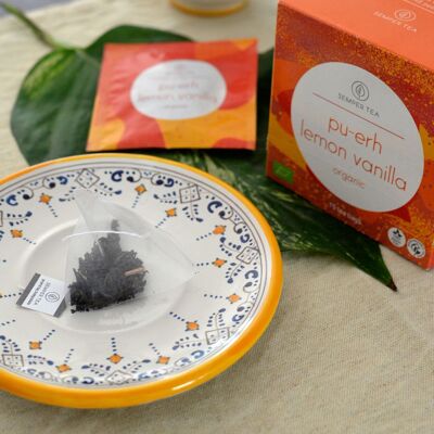 PU-ERH ZITRONE VANILLE Bio-Tee I Teepyramide im Beutel KEIN PLASTIK