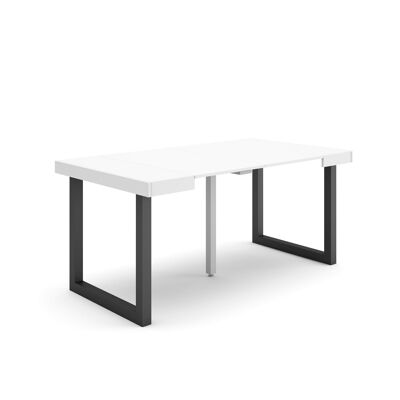 Accueil | Table console extensible | Table à manger pliante | 160 | Pour 8 personnes | Pieds en bois massif | Style moderne | Blanc206_25_02