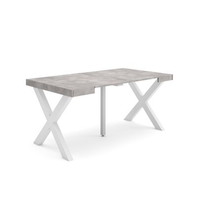 Skraut Home | Extendable Console Table | Folding dining table | 160 | For 8 people | Solid wood legs | Modern Style | Cement202_19_02