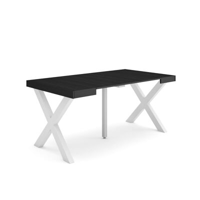 Skraut Home | Mesa Consola extensible | Mesa comedor plegable | 160 | Para 8 comensales | Patas madera maciza | Estilo Moderno | Negro285_6_02