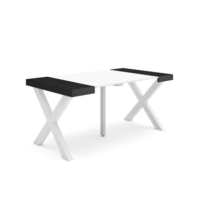 Accueil | Table console extensible | Table à manger pliante | 160 | Pour 8 personnes | Pieds en bois massif | Style moderne | Noir et blanc 285_7_02