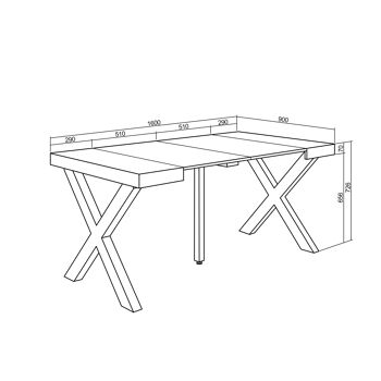 Accueil | Table console extensible | Table à manger pliante | 160 | Pour 8 personnes | Pieds en bois massif | Style moderne | Noir et blanc 285_7_02 3
