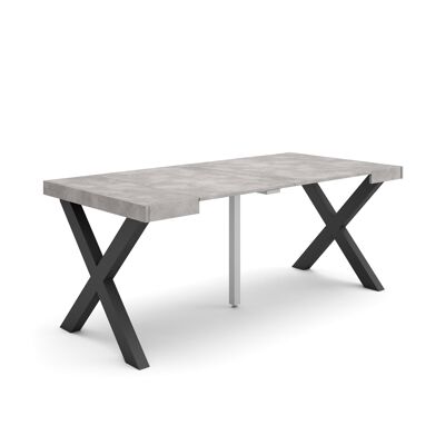 Accueil | Table console extensible | Table à manger pliante | 180 | Pour 8 personnes | Pieds en bois massif | Style moderne | Ciment233_6_02