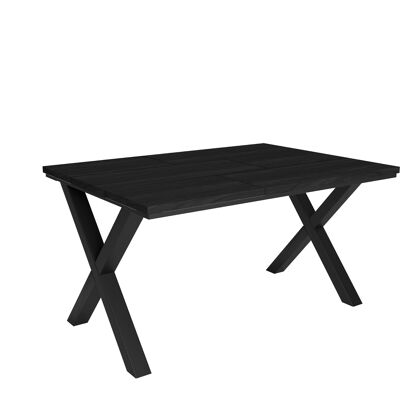 Skraut Home - Table à manger | 6 convives | 140 | Robuste et stable grâce à sa structure et ses pieds solides | Idéal pour les réunions de famille | Noir | Style industriel