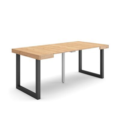 Accueil | Table console extensible | Table à manger pliante | 180 | Pour 8 personnes | Pieds en bois massif | Style moderne | Chêne248_19_02