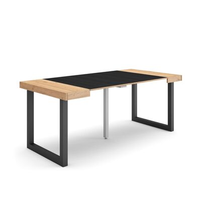 Accueil | Table console extensible | Table à manger pliante | 180 | Pour 8 personnes | Pieds en bois massif | Style moderne | Chêne et noir248_21_02