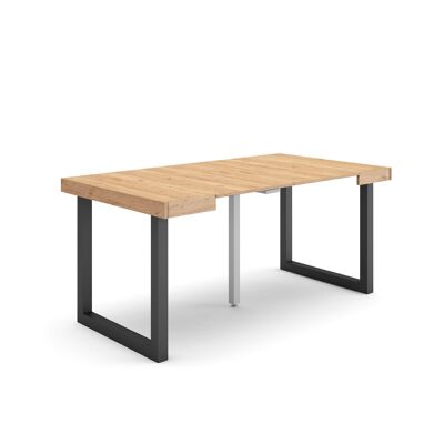Accueil | Table console extensible | Table à manger pliante | 160 | Pour 8 personnes | Pieds en bois massif | Style moderne | Chêne205_35_02