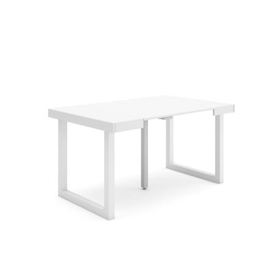Accueil | Table console extensible | Table à manger pliante | 140 | Pour 6 personnes | Pieds en bois massif | Style moderne | Blanc180_25_02