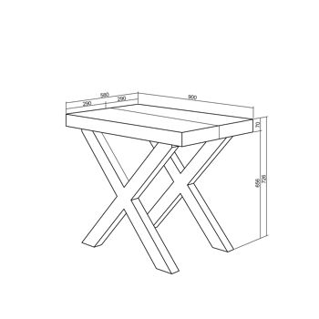Accueil | Table console extensible | Table à manger pliante | 140 | Pour 6 personnes | Pieds en bois massif | Style moderne | Blanc et ciment170_25_02 5