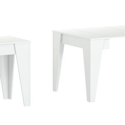 Skraut Home - Table console de salle à manger TM extensible jusqu'à 146 cm, coloris blanc mat, Dimensions fermées : 90x53.6x74cm. 2L-DLEZ-ZAX4