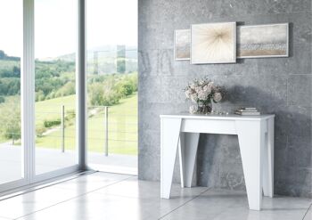 Skraut Home - Table console de salle à manger TM extensible jusqu'à 146 cm, coloris blanc mat, Dimensions fermées : 90x53.6x74cm. 2L-DLEZ-ZAX4 3