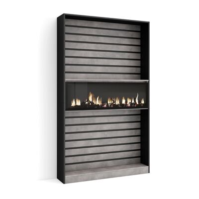 Skraut Home | Shelving bookcase | Wall book shelf | 110x186x25cm | Living room - Dining room - Office | Electric fireplace | Modern Style | Cement