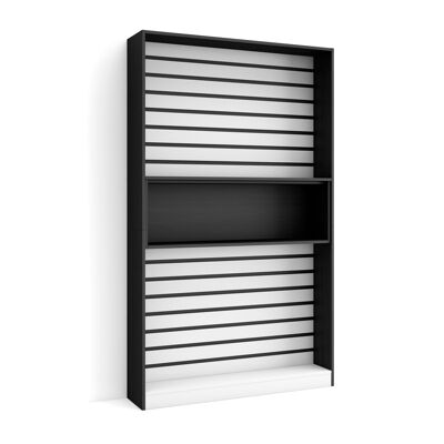 Skraut Home | Shelving bookcase | Wall book shelf | 110x186x25cm | Living room - Dining room - Office | With Storage | Modern Style | black and white