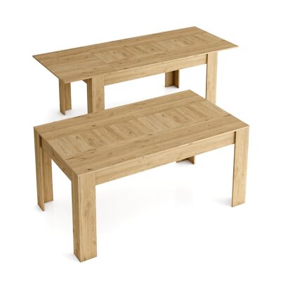 Skraut Home - Table à manger 140 cm extensible 200 cm, couleur naturelle, mesures : 90,4 largeur x 140,4/200,4 longueur 76,1 cm hauteur