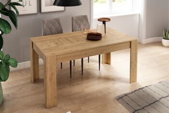 Skraut Home - Table à manger 140 cm extensible 200 cm, couleur naturelle, mesures : 90,4 largeur x 140,4/200,4 longueur 76,1 cm hauteur 2
