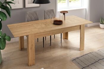 Skraut Home - Table à manger 140 cm extensible 200 cm, couleur naturelle, mesures : 90,4 largeur x 140,4/200,4 longueur 76,1 cm hauteur 4