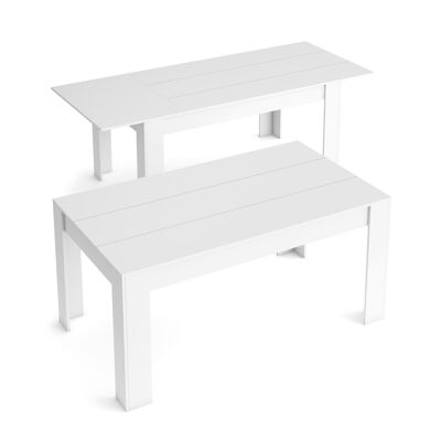 Skraut Home - 140cm Dining Table extendable 200cm, Matte White Color, Measurements: 90.4 Width x 140.4/200.4 Length 76.1 cm Height