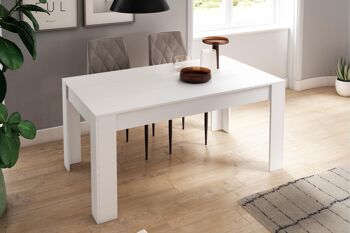 Skraut Home - Table à manger 140 cm extensible 200 cm, couleur blanc mat, mesures : 90,4 largeur x 140,4/200,4 longueur 76,1 cm hauteur 2