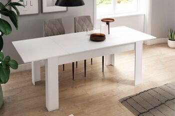 Skraut Home - Table à manger 140 cm extensible 200 cm, couleur blanc mat, mesures : 90,4 largeur x 140,4/200,4 longueur 76,1 cm hauteur 4