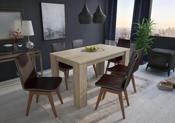 Skraut Home - Table à manger 140 cm, couleur chêne clair, dimensions : 80 largeur x 138 longueur 75 cm hauteur 2