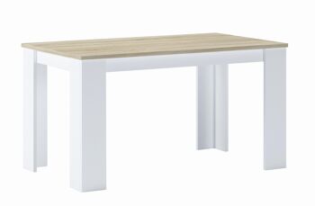 Skraut Home - Table à manger 140 cm, chêne clair et blanc, dimensions : 80 largeur x 138 longueur 75 cm hauteur 1
