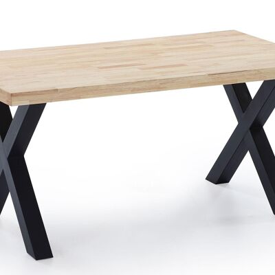 Skraut Home - Fixed dining table, living room, Model X-LOFT, solid wild oak wood top 54 mm thick, metal legs, measurements 160x90x76cm high.