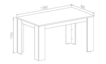 Skraut Home - Table à manger WIND 140 cm, couleur CIMENT, dimensions : 80 largeur x 138 longueur 75 cm hauteur 3