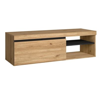 Skraut Home - "Naturale" TV cabinet, Oak/Black, Medium, Nordic, 120x40x41cm