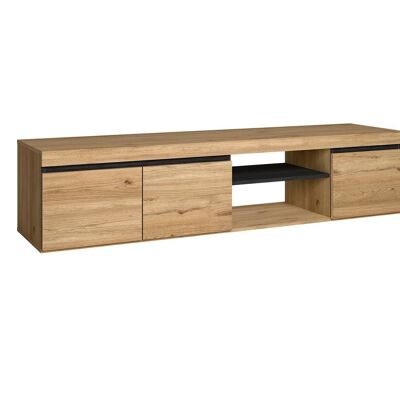 Skraut Home - TV cabinet mod NATURALE ''Oak/Black'', 2 doors and 2 compartments, living room, 160x40x41cm