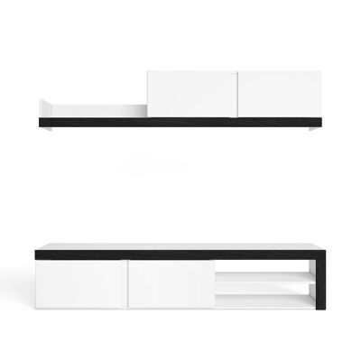 Skraut Home - IDEM Living Room Furniture - Dining Room Modules - Living Room TV Cabinet - Furniture Set - Storage Module - Modern Style - White/Black Color 200 x 180 x 40 cm