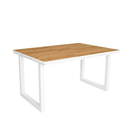 Skraut Home - Table à manger | 6 convives | 140 | Robuste et stable grâce à sa structure et ses pieds solides | Idéal pour les réunions de famille | Chêne et bordure blanche | Style industriel