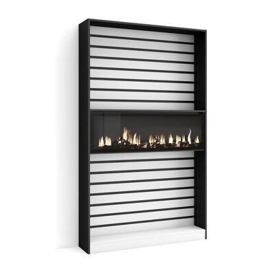 Skraut Home | Shelving bookcase | Wall book shelf | 110x186x25cm | Living room - Dining room - Office | Electric fireplace | Modern Style | black and white