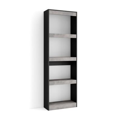 Skraut Home | Shelving bookcase | Wall book shelf | 60x186x25cm | Living room - Dining room - Office | With Storage | Modern Style | Cement