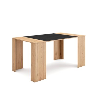 Skraut Home | Extendable Console Table | Folding dining table | 160 | For 8 people | Dining room and kitchen | Modern Style | Oak and black149_9_02