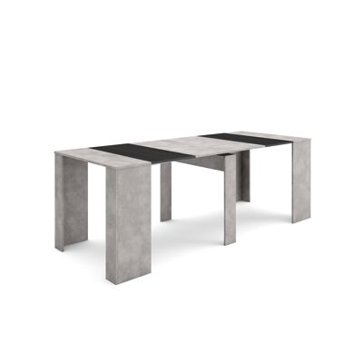 Skraut Home | Extendable Console Table | Folding dining table | 220 | For 10 people | Dining room and kitchen | Modern Style | Cement275_9_02