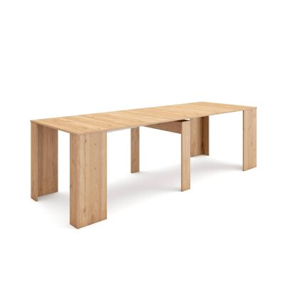 Skraut Home | Extendable Console Table | Folding dining table | 260 | For 12 people | Dining room and kitchen | Modern Style | Oak276_2_02