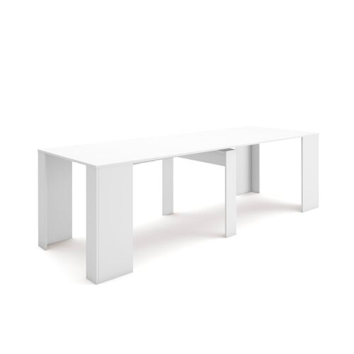 Skraut Home | Mesa Consola extensible | Mesa comedor plegable | 260 | Para 12 comensales | Comedor y cocina | Estilo Moderno | Blanco279_17_02