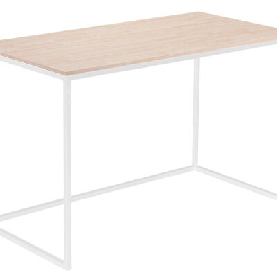 Skraut Home - Bureau MIA - Table d'étude - 120x60x75cm - Coloris chêne - Pieds en métal blanc - Bureau - Salon - Salle à manger - Bureau de style nordique