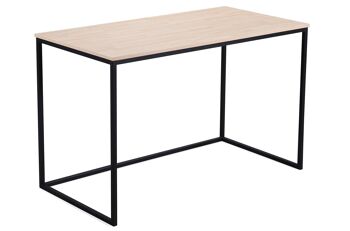 Skraut Home - Bureau MIA - Table d'étude - 120x60x75cm - Coloris chêne - Pieds en métal noir - Bureau - Salon - Salle à manger - Bureau de style nordique 1