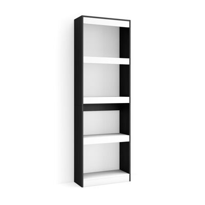 Accueil | Bibliothèque étagères | Étagère à livres murale | 60x186x25cm | Salon - Salle à manger - Bureau | Avec rangement | Style moderne | noir et blanc