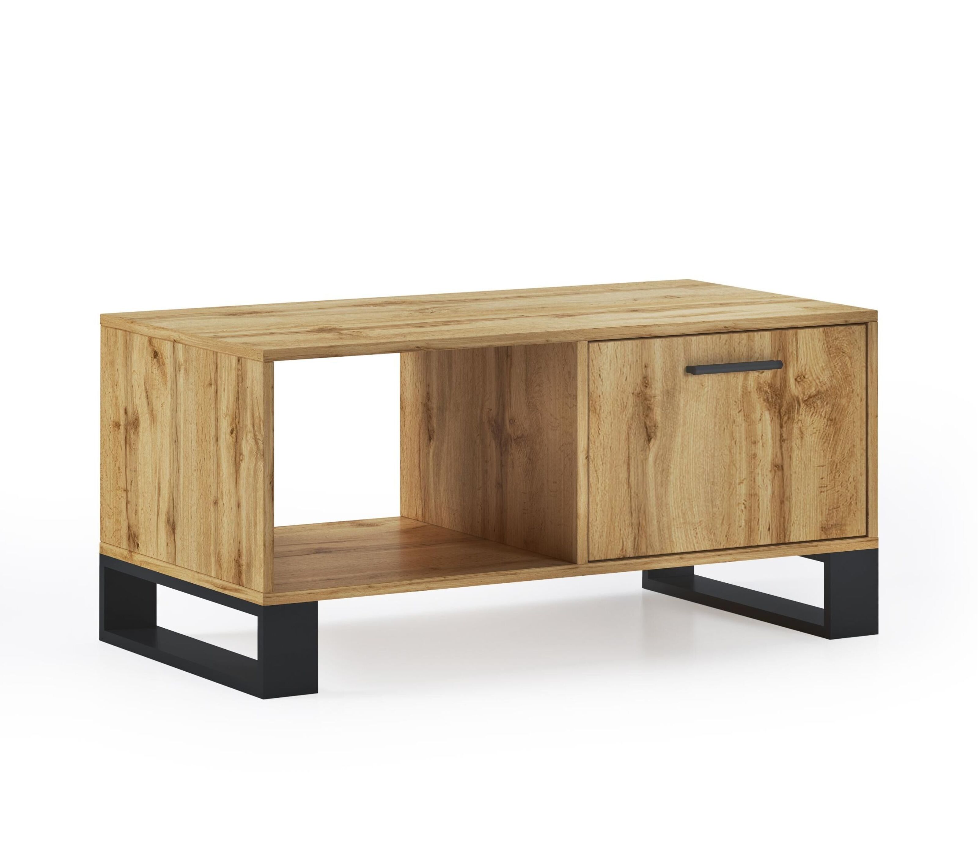 Buy wholesale Skraut Home - Coffee table with doors, living room, LOFT  model, structure and doors in Rustic Oak color, measurements 92x50x45cm  high.