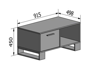 Skraut Home - Table basse avec portes, salon, modèle LOFT, structure et portes en Chêne Rustique, mesures 92x50x45cm de hauteur. 3