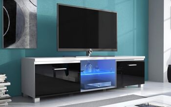 Skraut Home - Meuble TV de salon, laqué brillant blanc ou noir. Dimensions : 150 x 40 x 42 cm 2