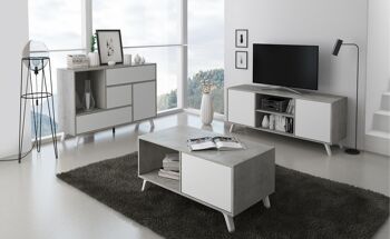 Buy wholesale Skraut Home - 140 TV cabinet with 2 doors, living room, WIND  model, MATTE WHITE structure color, CEMENT door color, measurements  137x40x57cm high.