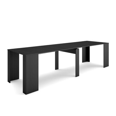 Skraut Home | Extendable Console Table | Folding dining table | 300 | For 14 people | Dining room and kitchen | Modern Style | BlackVO-8X0M-NJCX