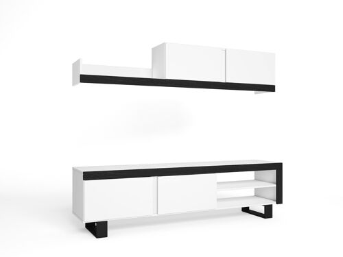 Skraut Home - Mueble de Salón IDEM con patas  - Módulos de Comedor - Mueble TV Salón - Conjunto de Muebles - Módulo de Almacenaje -  Estilo Moderno - Color Blanco/Negro 200 x 180 x 40 cm